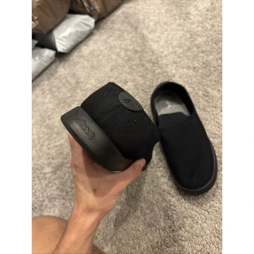 Allbirds Wool Lounger Shoes Men's 11 All Black Merino Slip On Sneakers Loafers